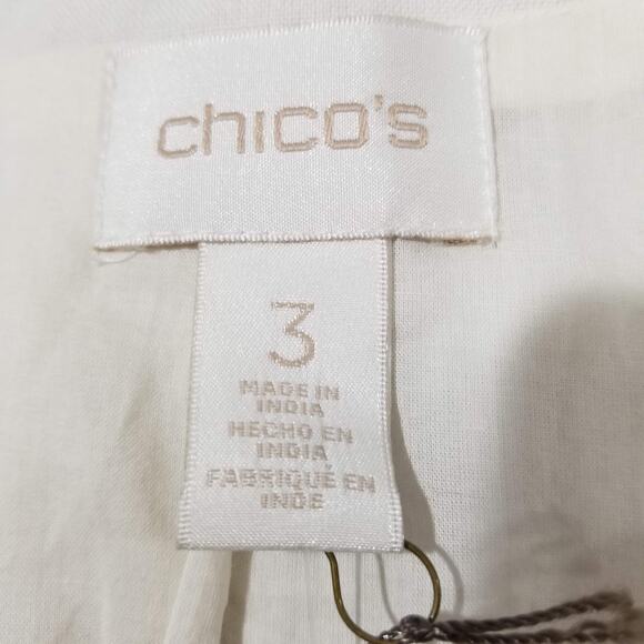 Chicos Jacket 3 16/18 XL Embellished Artisan Chino Linen Beaded Aztec Tribal NWT - Picture 6 of 12